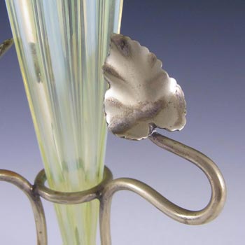Victorian Vaseline / Uranium Glass + Silver Epergne Vase