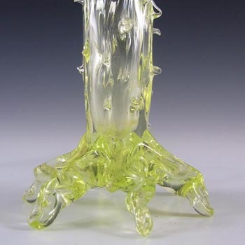 John Walsh Victorian Vaseline/Uranium Glass Thorn Vase