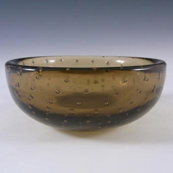 Venini Murano Amber Glass Bullicante Bowl by <b>Carlo Scarpa</b>