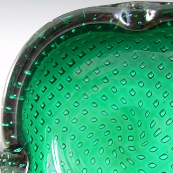 Venini Murano Green Glass Bullicante Bowl by Carlo Scarpa