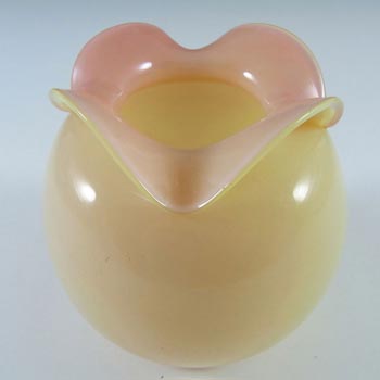 Victorian Uranium Custard Glass Pink Rose Bowl / Posy Vase