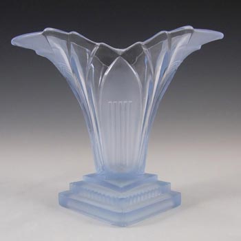 Walther & Söhne 6.5\" 1930\'s Art Deco Blue Glass \'Greta\' Vase