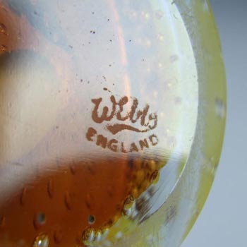 Thomas Webb Amber Glass 'Flair' Bubble Bowl - Marked