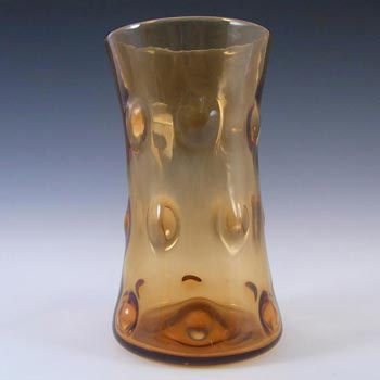 Thomas Webb Stourbridge Amber Glass Bullseye Vase - Marked