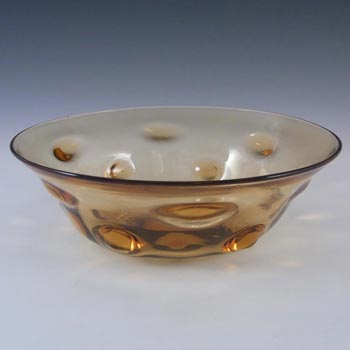 Thomas Webb Stourbridge Amber Glass Bowl - Marked