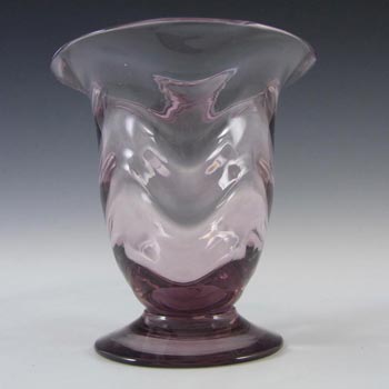 Thomas Webb Amethyst Glass \'Venetian Ripple\' Vase - Marked
