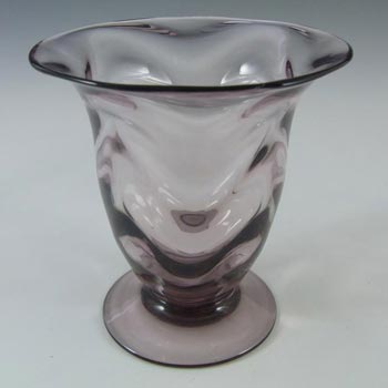 Thomas Webb Amethyst Glass 'Venetian Ripple' Vase - Marked