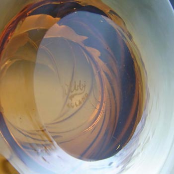 Thomas Webb Stourbridge Amber Glass Vase - Marked