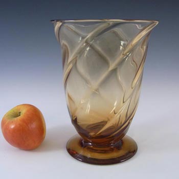 Thomas Webb Stourbridge Amber Glass Vase - Marked