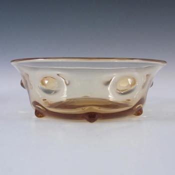 Thomas Webb Stourbridge Amber Glass Bowl - Marked