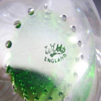 Thomas Webb Green Glass 'Flair' Bubble Vase - Marked