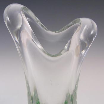 Thomas Webb Green Glass 'Flair' Bubble Vase - Marked