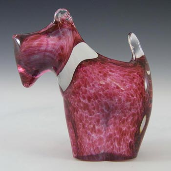 (image for) Wedgwood Speckled Pink Glass Scottie Dog / Terrier - Marked