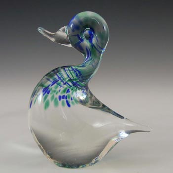 Wedgwood Blue & Green Glass \'Lilliput\' Duck Paperweight