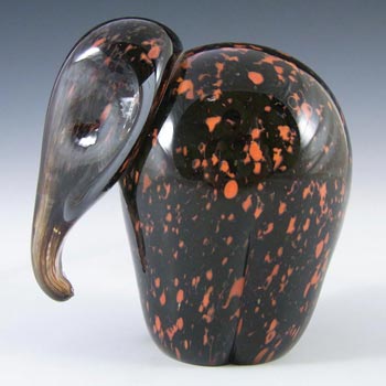 (image for) Wedgwood Orange + Black Glass Elephant Paperweight RSW409