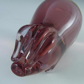 Wedgwood Lilac/Pink Glass Pig Paperweight SG439 - Marked