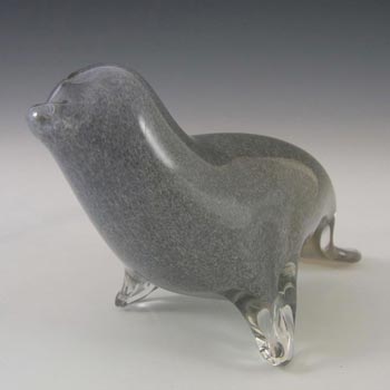 Wedgwood Speckled Grey Glass Seal Paperweight - Marked