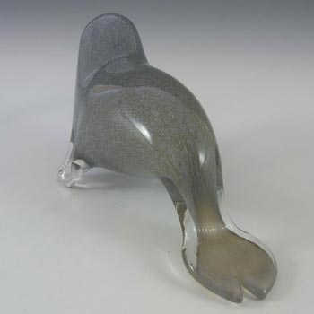 Wedgwood Speckled Grey Glass Seal Paperweight - Marked