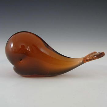 (image for) Wedgwood Topaz/Amber Glass Whale Paperweight - Marked