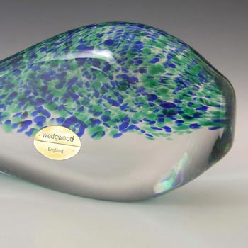Wedgwood Green + Blue Glass Fish Paperweight - Marked