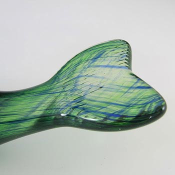 Wedgwood Green + Blue Glass Whale Paperweight - Marked