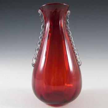 Whitefriars #9420 1950\'s Ruby Red Glass 6\" Flanged Vase