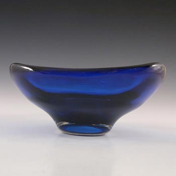 Whitefriars #9516 Cased Blue Glass Three Sided Bowl
