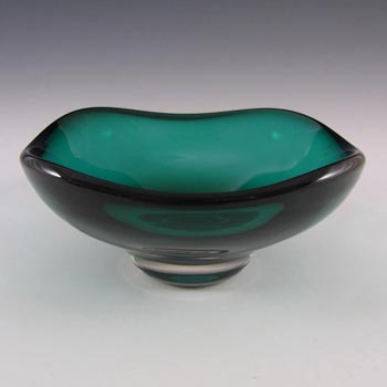 Whitefriars #9517 Cased Green Four Sided Glass Bowl