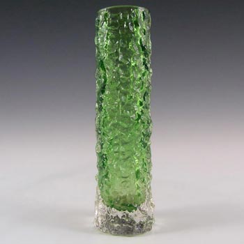 Whitefriars #9729 Baxter Green Glass 5.75" Textured Bark Vase