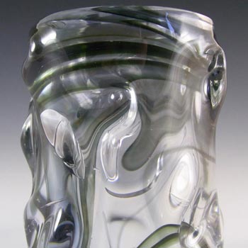Whitefriars #9609 Wilson/Dyer Streaky Green Glass Knobbly Vase