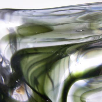 Whitefriars #9609 Wilson/Dyer Streaky Green Glass Knobbly Vase