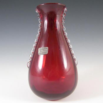 Whitefriars #9420 Ruby Red Glass 7.25\" Flanged Vase - Labelled