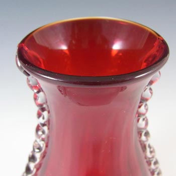 Whitefriars #9420 Ruby Red Glass 7.25" Flanged Vase - Labelled