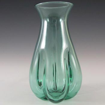 Whitefriars #9859 1970\'s Aqua Glass Lobed Vase
