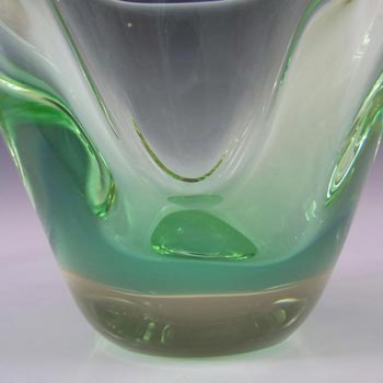 Zelezny Brod Czech Green + Citrine Glass Basket Sculpture