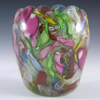 AVEM Murano 1950's Zanfirico + Aventurine Green Glass Vase