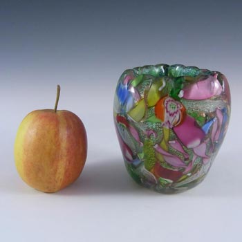 AVEM Murano Zanfirico Bizantino / Tutti Frutti Green Glass Vase