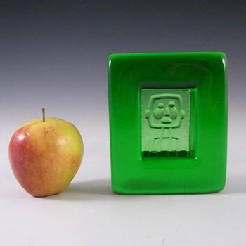Kosta Boda Swedish Green Glass Robot Bowl by Erik Hoglund