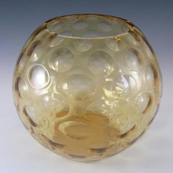 Borske Sklo 1950's Amber Glass Optical 'Olives' Vase