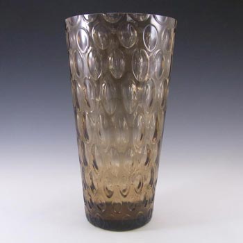 Borske Sklo 1950\'s Smoky Glass Optical \'Olives\' Vase