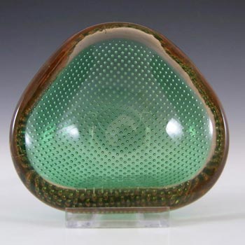 Murano Biomorphic Green + Amber Glass Bullicante Bowl
