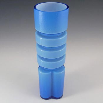 Alsterfors #S5054 Blue Cased Glass Vase Signed P. Ström '70