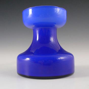 Empoli 1970\'s Italian Blue Retro Cased Glass Vase