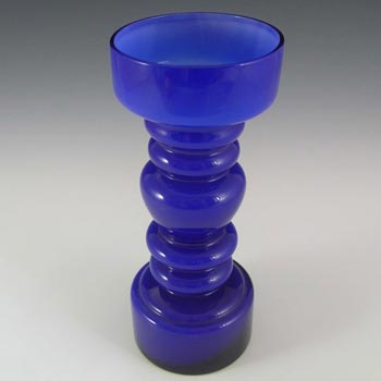 Japanese Blue Cased Hooped Glass Vase - Swedish Style