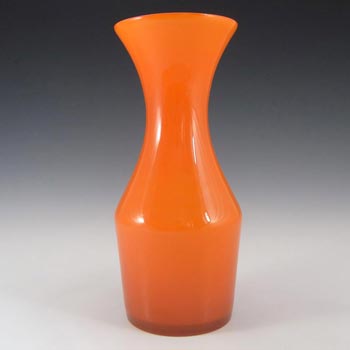 Alsterfors 1970\'s Scandinavian Orange Cased Glass 9.5\" Vase