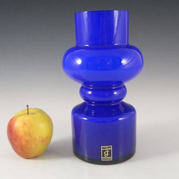 Lindshammar / JC Blue Hooped Glass Vase by Gunna Ander