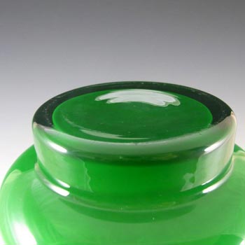 Ryd Glasbruk Swedish / Scandinavian Green Glass Hooped 10.5" Vase