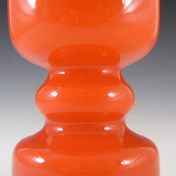 Lindshammar / JC 1970's Swedish Orange Hooped Glass Vase