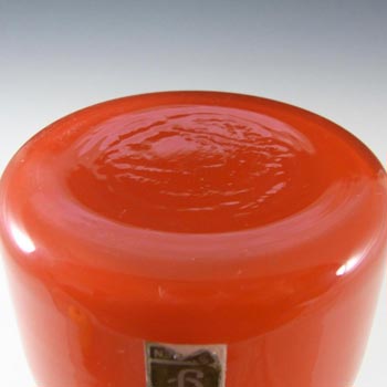 Lindshammar / JC 1970's Swedish Orange Hooped Glass Vase