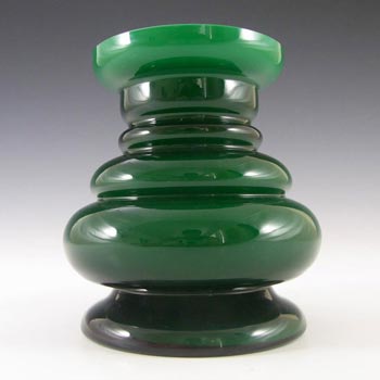 Swedish / Scandinavian 1970's Green Cased Glass Hooped Vase